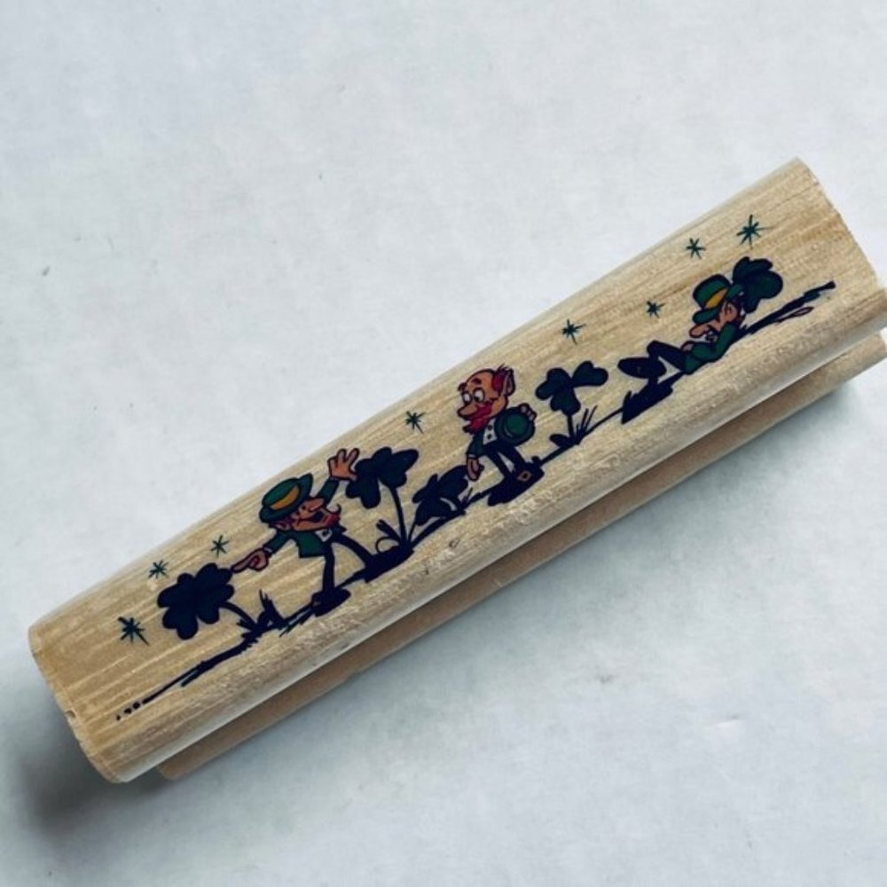 St Patricks Wooden Rubber Stamp Shamrock Scrapbooking Arts Holiday Stamping